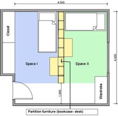 the floor plan for a small bedroom