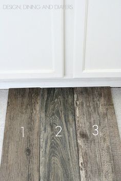 three different types of wood flooring with numbers on the bottom and one in between