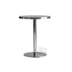 a round table with a metal base on a white background is shown in this image