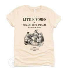 * Design inspired by the by 1896 edition of Little Women by Louisa M. Alcott and illustrations of Frank T. Merrill (originally published 1868). * Printed with Direct to Garment textile printer, creating soft to touch (i.e no layer on top of the shirt) full-color print that does not fade. Not an iron-on or heat transfer! * Printed on super soft combed and ring spun cotton shirts - you will love wearing it! * Both crew neck and v-necks are in Unisex/Men's sizing and runs normal. * Crewneck: Natura Librarian Style, Wearing All Black, Literary Gifts, Key To My Heart, Kinds Of Clothes, Bookish Gifts, Book Lovers Gifts, Cotton Shirt, V Neck T Shirt