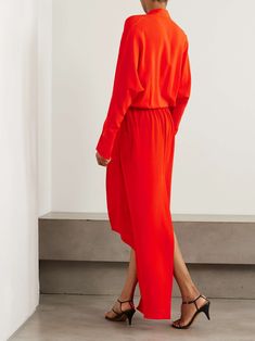 PETAR PETROV Say It Loud belted gathered silk-crepe maxi shirt dress Petar Petrov, Red 40, Maxi Shirts, Maxi Shirt Dress, Skirt Style, Red Fire, Silk Crepe, Women Collection, Red Dress