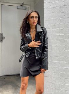 Woman In Leather Jacket, Cropped Biker Jacket, Festival Jacket, Black Faux Leather Jacket, Online Fashion Boutique, Loungewear Sets, Leather Jacket Black, Faux Leather Jacket, Sweater Sale