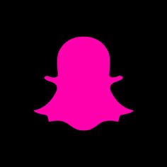 a pink snap icon is shown on a black background in this image, it appears to be the silhouette of a person's head