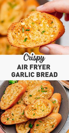 crispy air fryer garlic bread on a plate