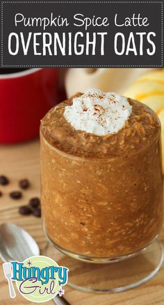 pumpkin spice latte overnight oats in a glass jar