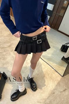 Lasaky - Elegant Black Flounce A-Line Mini Skirt with Dual Waistbands, Ideal for a Stylish and Seductive Appeal A Line Mini Skirt, Cool Fits, Skirt Skirt, 가을 패션, Short Skirt, Types Of Skirts, Fashion Killa, Vivienne Westwood, Look Fashion