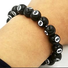 Brand New Billiard Bracelet All 8 Balls Stretchy Unisex Great Gift Idea For The Pool Lover In Your Life! Eight Ball, Stretch Bracelet, The Pool, Stretch Bracelets, New Color, Great Gifts, Mens Accessories, Black White, Pool