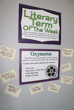 there is a sign on the wall that says library term of the week