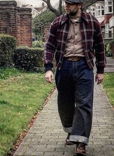 Rustic Outfit For Men, Mens Americana Fashion, 50s Outfits Men, Heritage Style Men, Heritage Workwear, Casual Denim Outfits, Rustic Outfits, Rustic Americana