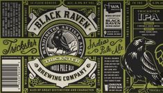 the back side of a beer label with an image of a black raven on it