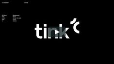 a black and white logo with the word think written in large letters on it's side