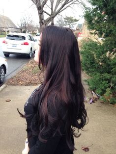 Black Cherry Hair Color, Black Cherry Hair, Cherry Hair Colors, Cherry Hair, Long Dark Hair, Burgundy Hair, Trendy Hair, Hair Color Dark, Hair Black