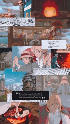 an anime collage with many different scenes