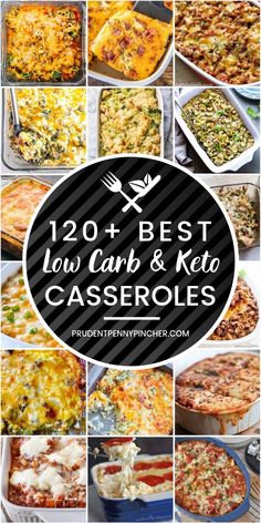 low carb and keto casserole collage with text overlay that reads, 20 + best low carb & keto casserole casseroles