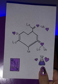 someone is holding up a card with the chemical symbol for love