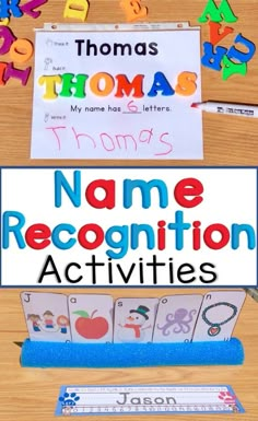 the name recognition activities for children to use in their homeschool and classroom work