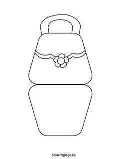 a black and white line drawing of a purse with a flower on it's handle