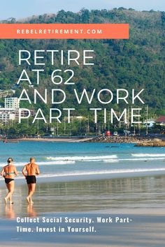 two people running on the beach with text reading return at 6 / 2 and work part - time