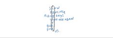 the words are written in blue ink on a white background with an arrow pointing up