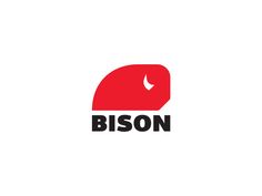 the bison logo is red and black, with an elephant's head on it