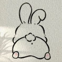 a drawing of a bunny with a hat on it's head