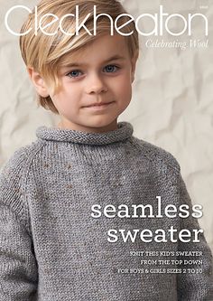 a magazine cover with a young boy wearing a sweater