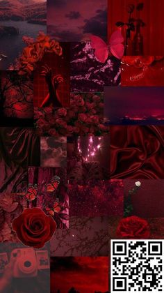 a collage of red and purple images