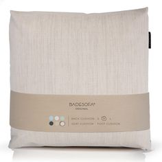 the back cushion is made from natural linen and has a contrasting color scheme on it