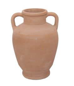 a large clay vase is shown on a white background