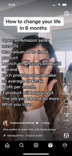 a woman covering her eyes while looking at the camera with text reading how to change your life in 6 months