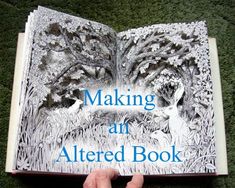 a person is holding an altered book in their hands