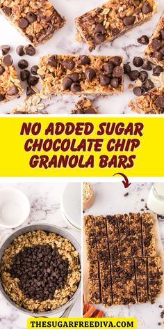 no - added sugar chocolate chip granola bars are the perfect treat for any party