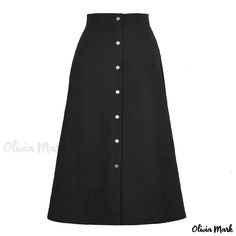 Olivia Mark - Velvet A-Line Skirt with Single-Breasted Button and High Waist Maxi Skirt Winter, Flannel Skirt, Winter Maxi, Velvet Midi Skirt, High Waist Long Skirt, High Waisted Maxi Skirt, Winter Skirt, Autumn Dress, Solid Color Dress