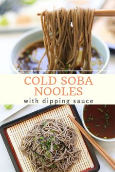 Soba noodles on a mat. Soba noodles being dipped in sauce. Cold Noodles Recipes, Zaru Soba, Japanese Soba Noodles, Soba Noodles Recipe