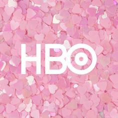 pink heart shaped confetti with the hbo logo on it's left side