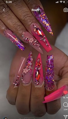 Sparkling Nails, Match Nails, Ballerina Nails Designs, Bright Nail Art, Nail Work, Finger Art, Pointy Nails, Sassy Nails, Tapered Square