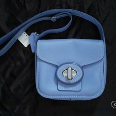 Brand New Coach Cross Body Baby Blue Limited Edition Bag Light Blue Leather Crossbody Shoulder Bag, Modern Light Blue Bag With Adjustable Strap, Modern Light Blue Crossbody Bag, Light Blue Formal Crossbody Bag, Formal Light Blue Crossbody Bag, Blue Flap Bag With Adjustable Strap, Coach Top Handle Bag With Magnetic Closure, Blue Modern Satchel Flap Bag, Modern Blue Satchel Flap Bag