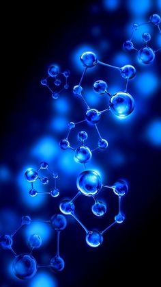 blue bubbles floating in the air on a black background