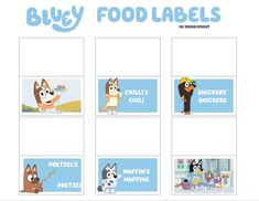 an image of cartoon food labels for children's meals