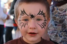 Easy Witch Face Paint, Witch Face Paint Kids, Spiderweb Face Paint, Nem Halloween Makeup, Spider Face Painting, Halloween Face Paint Designs, Carnaval Make-up, Halloween Makeup For Kids, Web Face