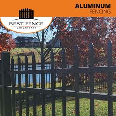 an image of a fence with the words best fence fencing on it and trees in the background