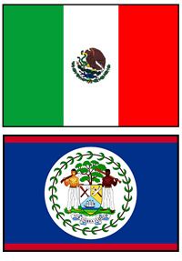 the flags of different countries are shown in three colors, one red, one blue and one green