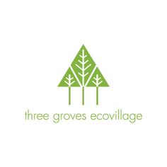 the logo for three groves ecovillge, which is designed to look like trees