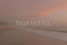 the word harriet written in white on a foggy day at the ocean's edge