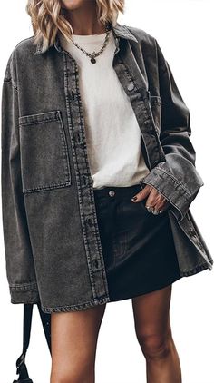 27 Piece Effortless Fall Capsule Wardrobe 2024 - Penny Pincher Fashion Blog Gen X Outfits, Aw24 Outfits, Denim Overshirt, Grey Denim Jacket, Long Denim Jacket, Look Festival, Oversized Jean Jacket, Long Sleeve Denim Jacket, Oversized Jeans