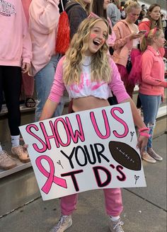 Show Me Your Tds Football Sign, Homecoming Game Posters Football, School Spirit Football Game Outfit, Hoco Poster Ideas Cheerleader, Football Theme Ideas For Games, Dude I Love Football Season Poster, Minion Themed Football Posters, Cute Football Signs For Games, School Spirit Football Games