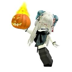 a cartoon character holding a pumpkin in her hand