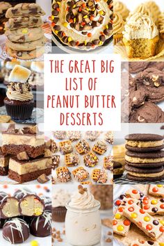 A collage of peanut butter desserts Peanut Butter Dessert Recipes, Desserts With Few Ingredients, Peanut Butter Desserts, Peanut Butter Recipes, Quick Desserts, Desserts To Make, Great Desserts, Sweets Recipes