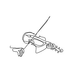 a black and white drawing of a person playing the violin with one arm extended out