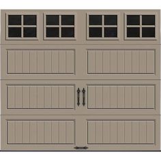 an image of a garage door with windows on the side and two doors in the middle